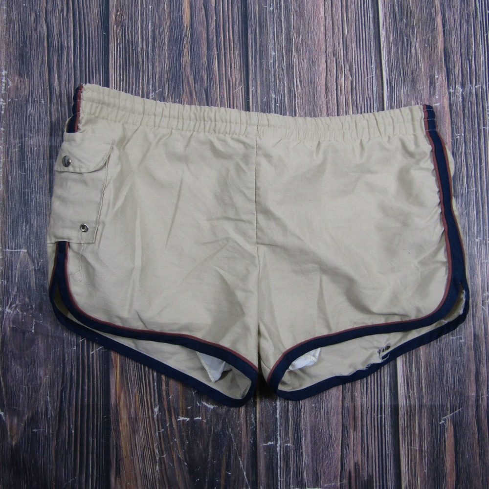 Lord Jeff Shorts Mens Medium Tan Vintage 70s 80s Dolphin Gym Made in USA